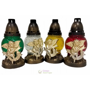 Лампадка стеклянная на 24 часа "Ангел с фонариком"